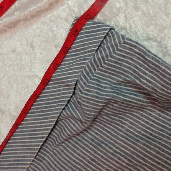 Free People One Shoulder Crop Top Waist Cotton Linen Stripe Blue White Small - Picture 12 of 13